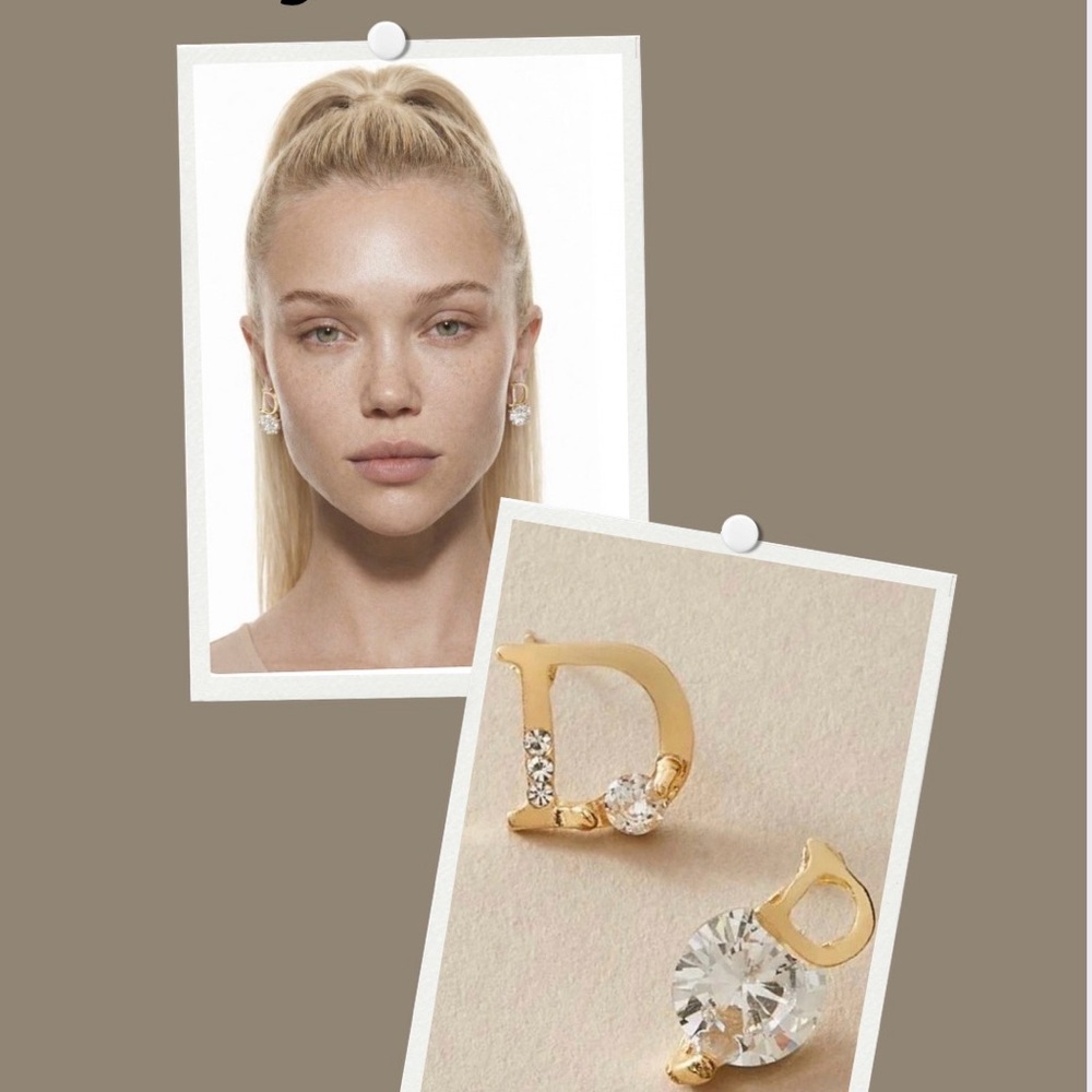 Gold Initial 'D' Stud Earrings